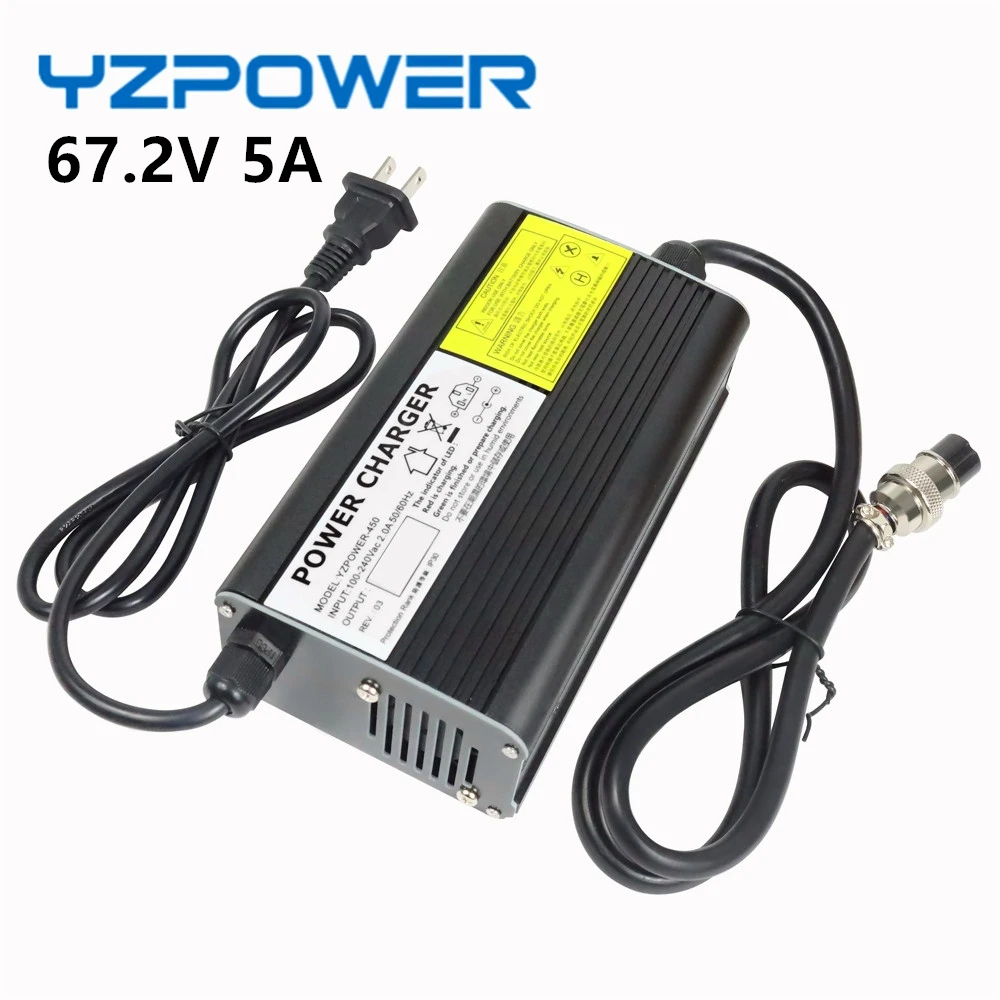 YZPOWER-cargador de batería de litio rápido para bicicleta eléctrica, herramientas inteligentes de parada automática, 67,2 V, 5A, 16S, 60V, 5A