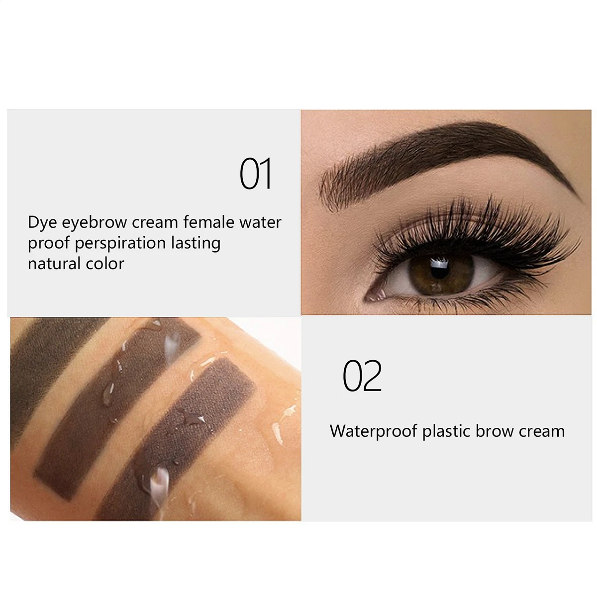 SHOPANTS 3colors Dual-color Eyebrow Pomade Waterproof Makeup Long Lasting Liquid Eyebrow Cream Eye And Black Brush