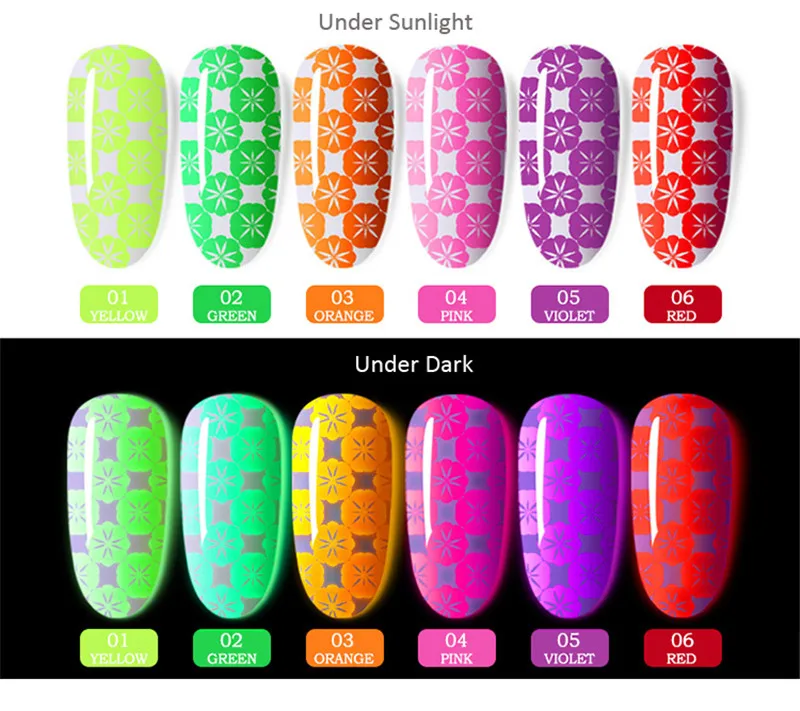Штамповка ногтей Гель-лак 8 мл неоновый флуоресцентный штамп печать масло УФ Гель-лак для ногтей светящийся замачиваемый лак для дизайна ногтей штамп пластина