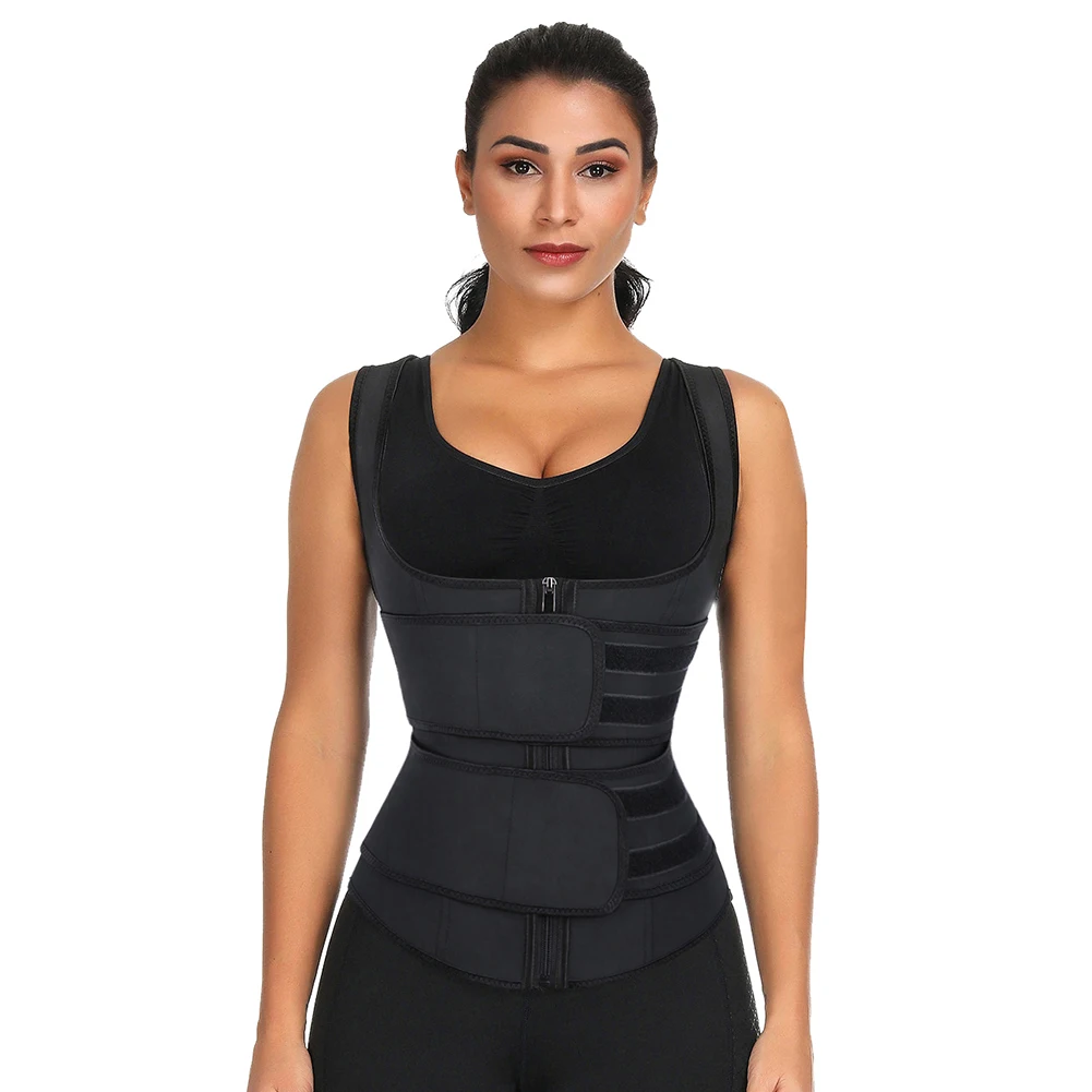 

Vest Body Shapper Slimming Waist Trainer Shaper Adjustable Latex Double Belts Sticker Vest Shaper Big Size Corset Shapewear