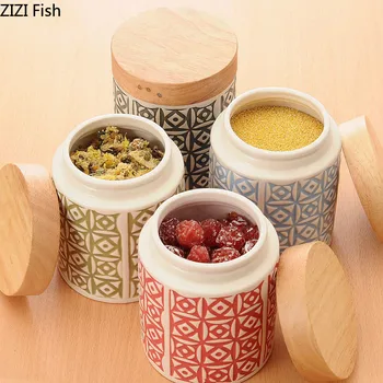 

Sealed Cans Ceramic Seasoning Jar Seasoning Cans Tea Cans Snack Jars Dried Fruit Storage Jars Food Cans Kitchen Storage Tanks