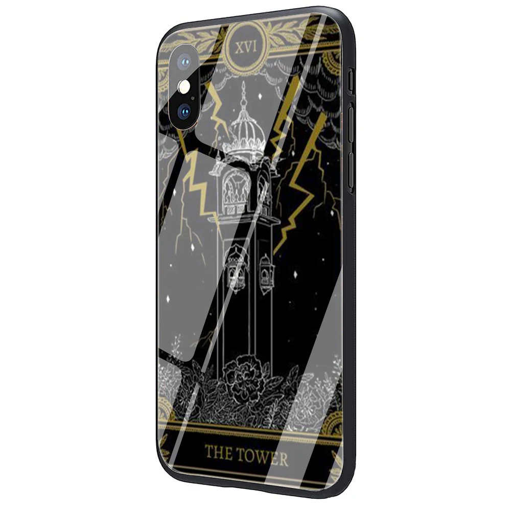 EWAU Таро смерти Coque оболочка закаленное стекло чехол для телефона чехол для iPhone 5 5S SE 6 6s 7 8 Plus X XR XS 11 Pro Max