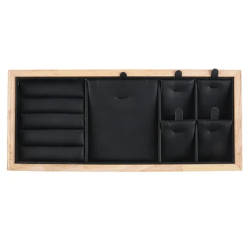 

Wood Jewelry Display Jewellery Tray Ring Holder Necklaces Organizer Bracelets Showcase Pendants Box