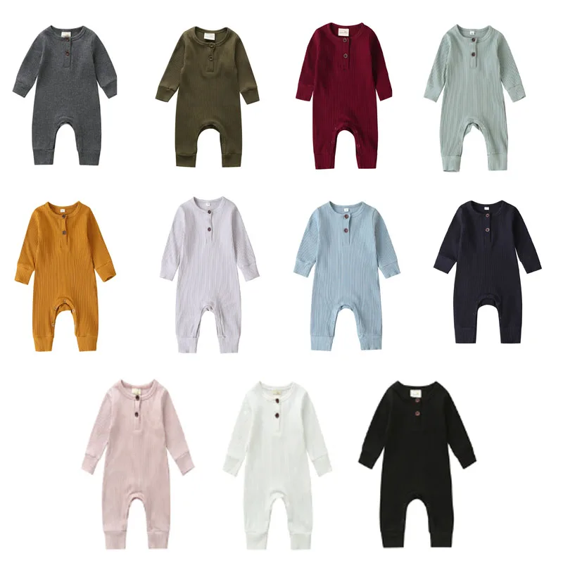 

2020 New Autumn And Winter 0-18M Newborn Toddler Baby Boy Girls Casual Long Sleeve Romper Solid Jumpsuit Clothes Outfits