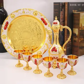 

8-piece European Style Small Rose Pattern Creative Hand-carved Creative Wine Kitchen Suit Utensils Tea Set