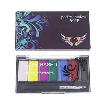 

1 Box 7 Color Drawing Pigment Water-Soluble Non Toxic Body Paint Makeup Face Painting Kit with Brush Halloween Festival Art