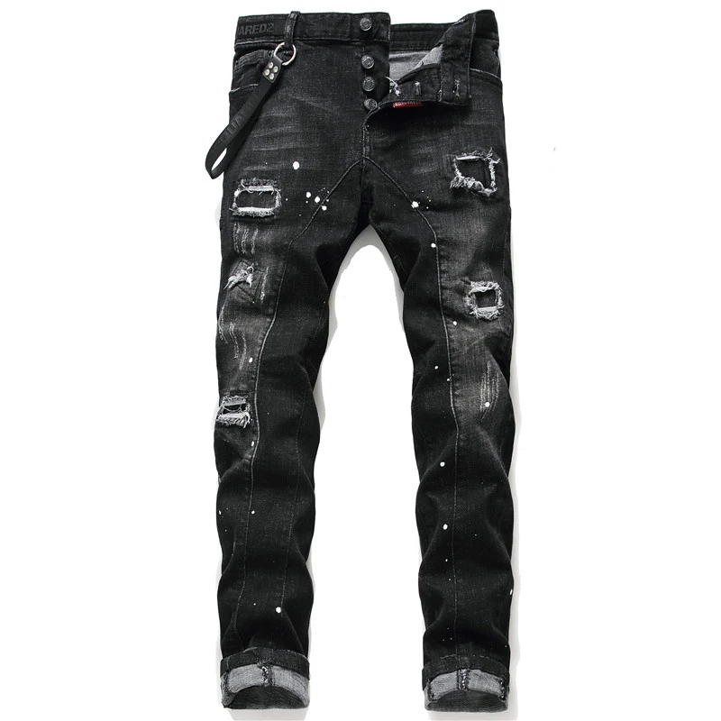 loose jeans Hot Dsquared2 New Trend Fashion Men's Jeans Embroidery Tight Spring And Autumn Men's Jeans DSQ2 best jeans for men