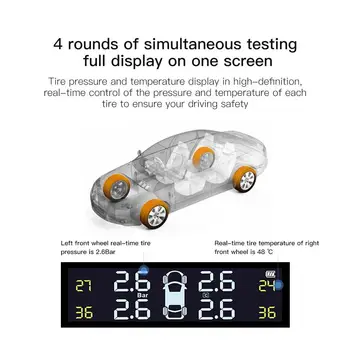 

4PCS Sensor TPMS Tire Pressure Monitoring System Car Auto Tire Pressure Monitoring Solar Energy Tire Pressure Alarm