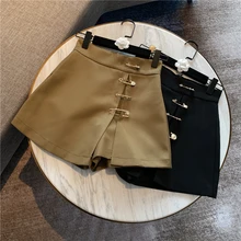 Short Pants Women 2020 Spring Casual Culotte Brooch Decoration High-waisted Slimming A- Line Pants Boots Pants Ladies Short Short Pants Women 2020 Spring Casual Culotte Brooch Decoration High-waisted Slimming A- Line Pants Boots Pants Ladies Short