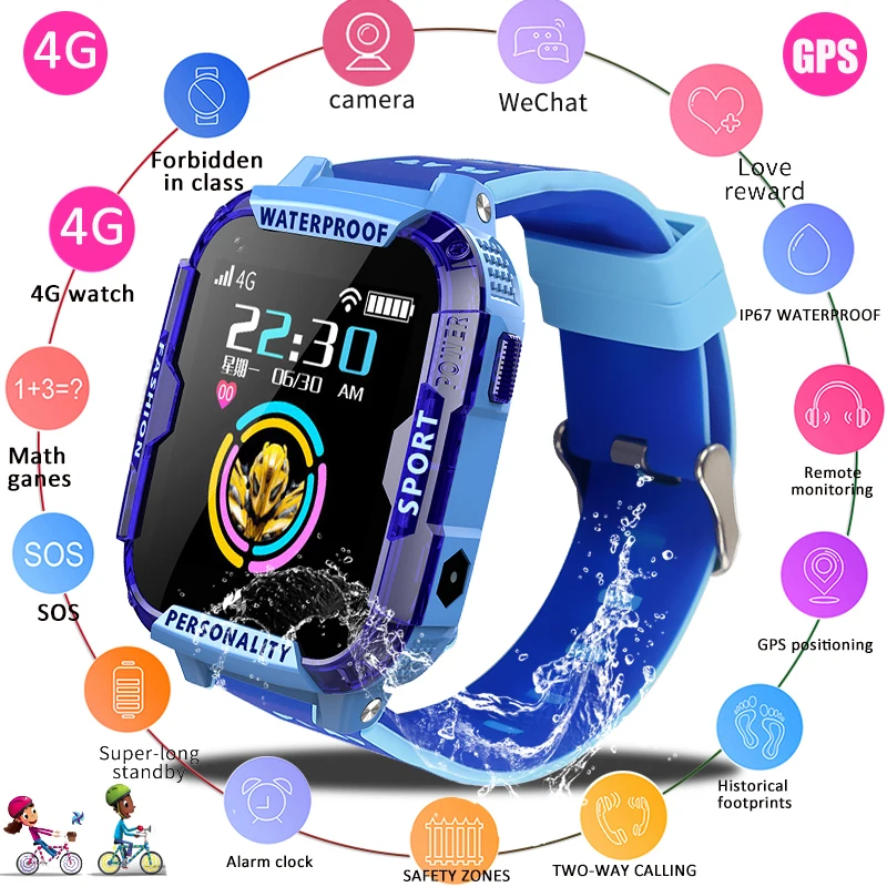LIGE New 4G Children Smart Watch Child SOS Emergency Call smartwatch GPS Positioning Tracking IP67 Waterproof Kid Watch+Box | Электроника