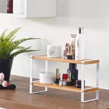 

Quality 2-layer Wooden Kitchen Utensils Rack Shelf Organizer Japanese Cosmetics Storage Rack Home Multi-function Wood Shelf