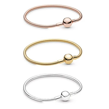 

BBee Moments Snake Bracelet Bangle Fit Women Beaded Charm Bracelet Jewelry Party Gifts Fit Pandoa Bracelet Diy Rope Jewelry Gift