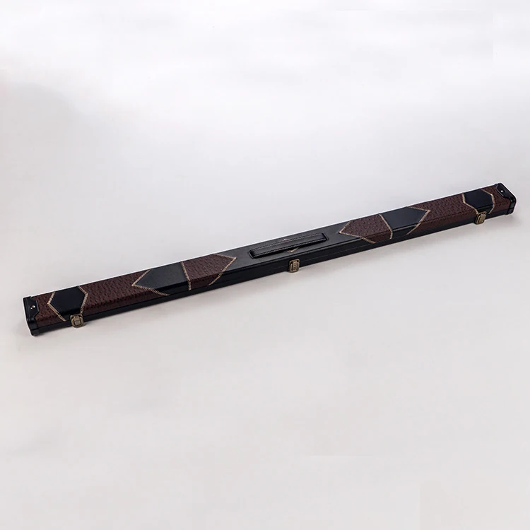 Promotion cheap price leather wooden Snooker Cue case, 3/4-pc Billiard Cue box holds 1 shaft and 1 butt