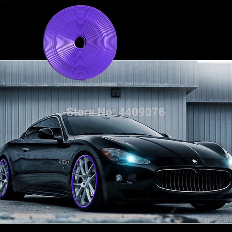 

Puou 8M Auto Wheel Hub Tire Rims Protective Sticker Trim Cover Car Accessories Purple Free shipping