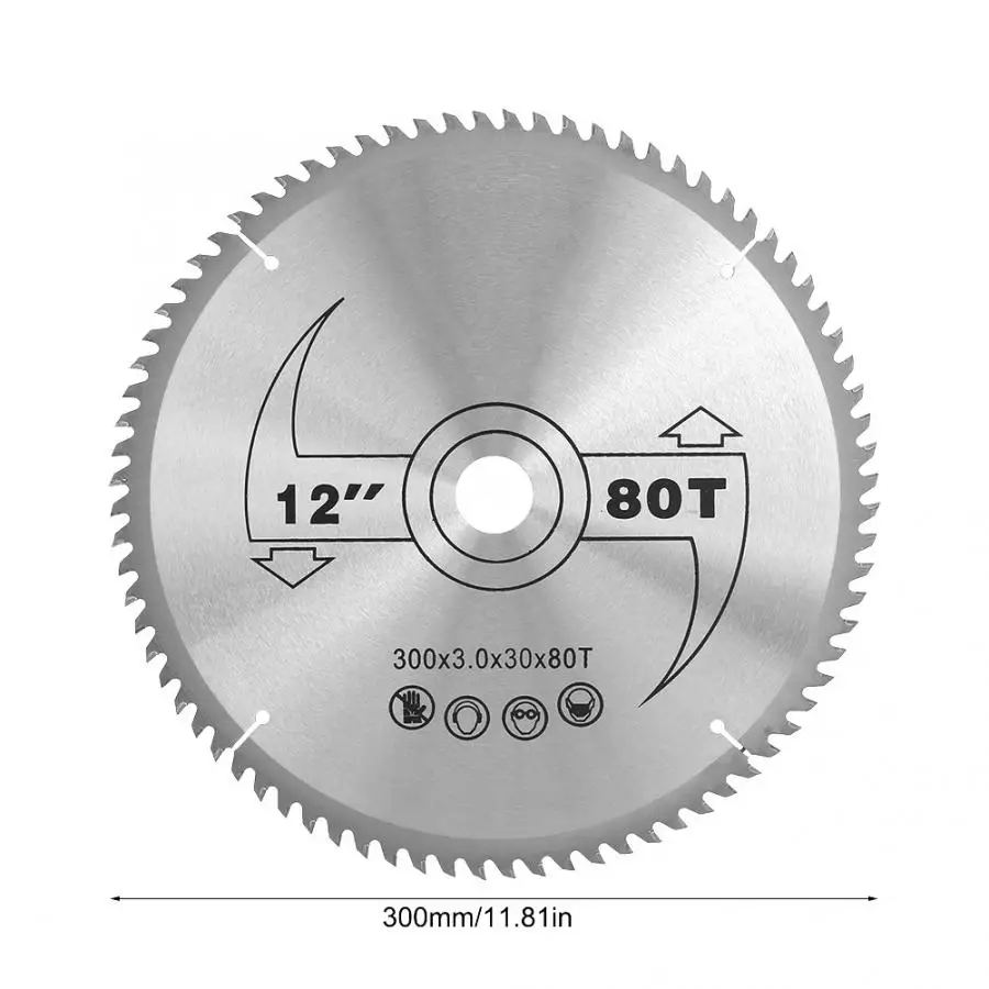 Круговые режущие полотна 12*80T цементированный карбид циркулярная пила Инструмент для резьбы по дереву 300 мм режущий инструмент