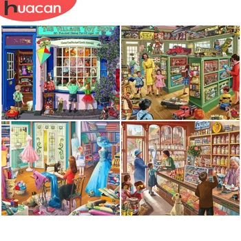 

HUACAN DIY Painting By Numbers Shop Kits Drawing On Canvas Pictures By Numbers Store Home Decoration