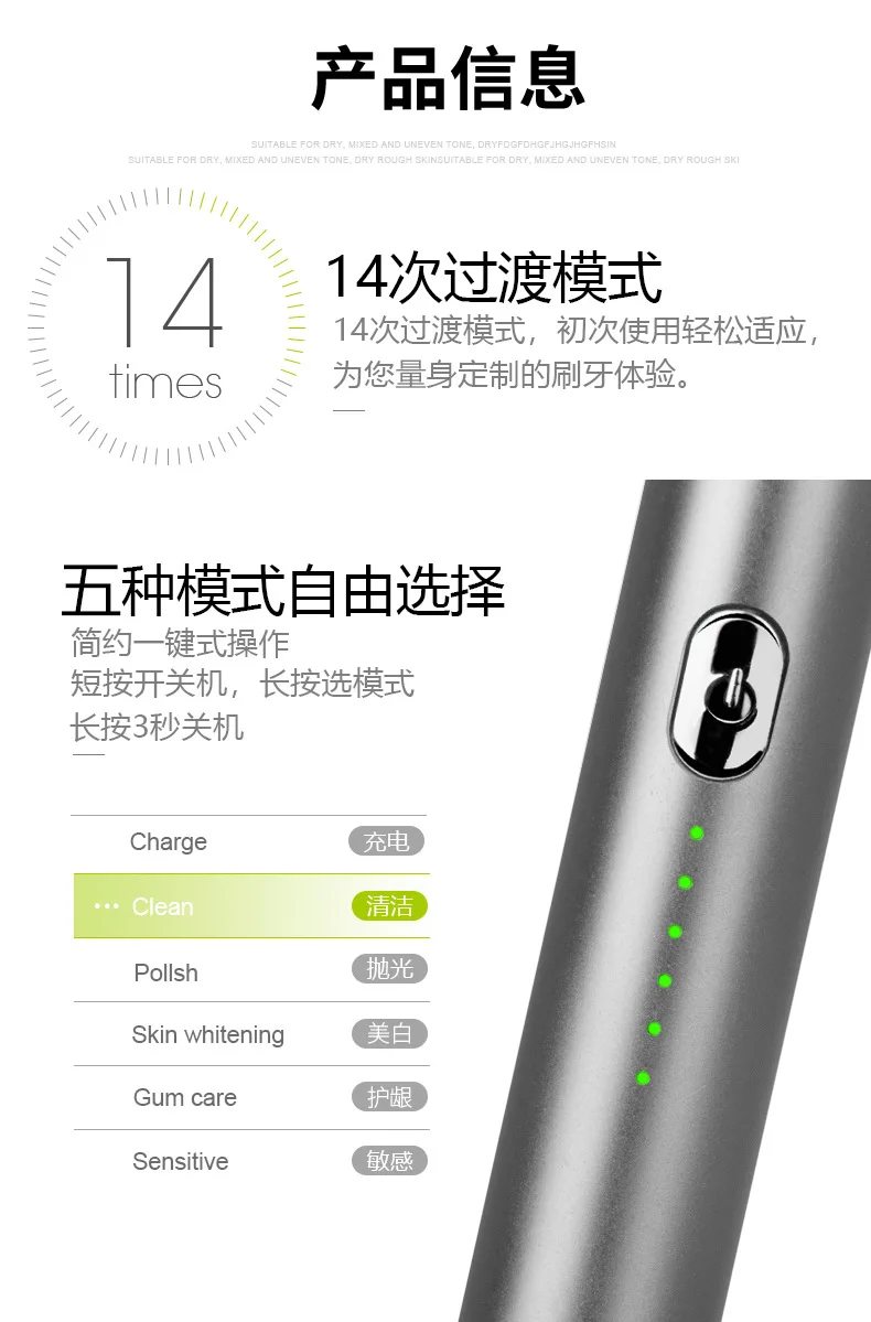 Горячая электрическая зубная щетка USB перезаряжаемая Sonicare Автоматическая пятискоростная взрослая Бытовая зубная щетка с мягкой щетиной Processin