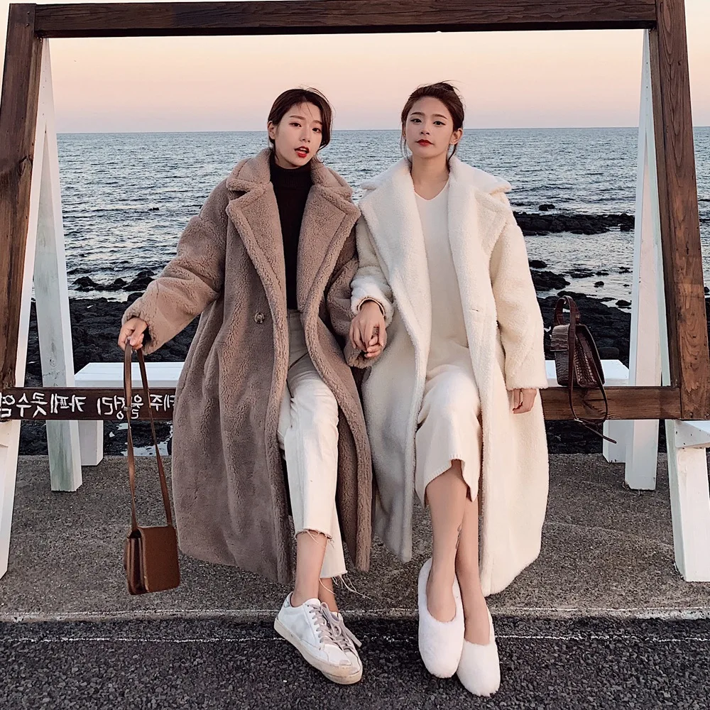 

Photo Shoot Fashion Long Coat 2019 Winter New Style WOMEN'S Dress Retro Laziness-Style Large Lapel fang yang gao Wool Coat