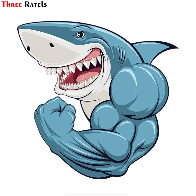 Three Ratels Ftc 8841 Funny Cool Muscular Shark Home Decal Vinyl