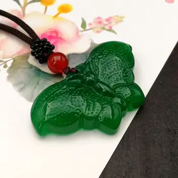 

Fashion Green Jade Butterfly Pendant Necklace Jewellery Chinese Hand-Carved Relax Healing Women Man Luck Gifts Amulet New