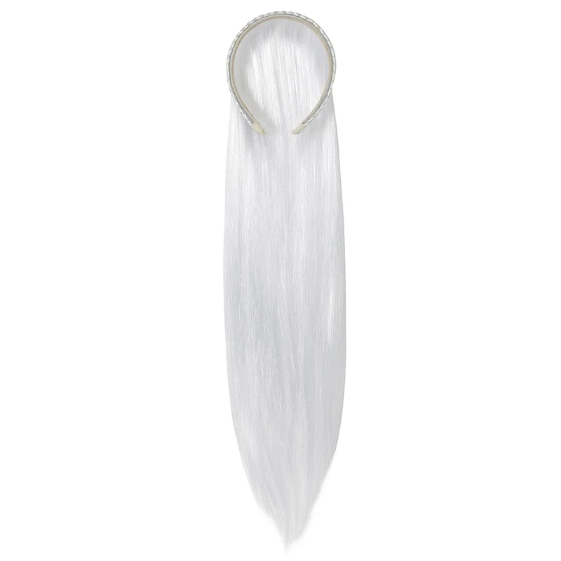 Elsa Headband Wig VOGUEON для девочек; Новинка в стиле Анны и Эльзы 2 Ночная рубашка с длинными рукавами и Снежная Королева Хэллоуин Наряжаться костюм принцессы карнавальный костюм вечеринка ночная рубашка - Цвет: Elsa Headband Wig