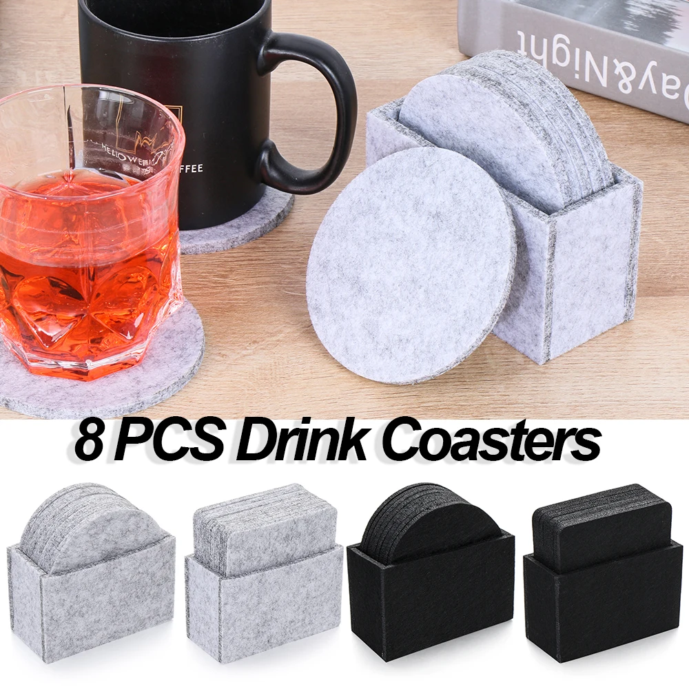 10pcs Felt Drink Coasters Heat Insulation Mat Coffee Cup Tea Mug Placemat #K 