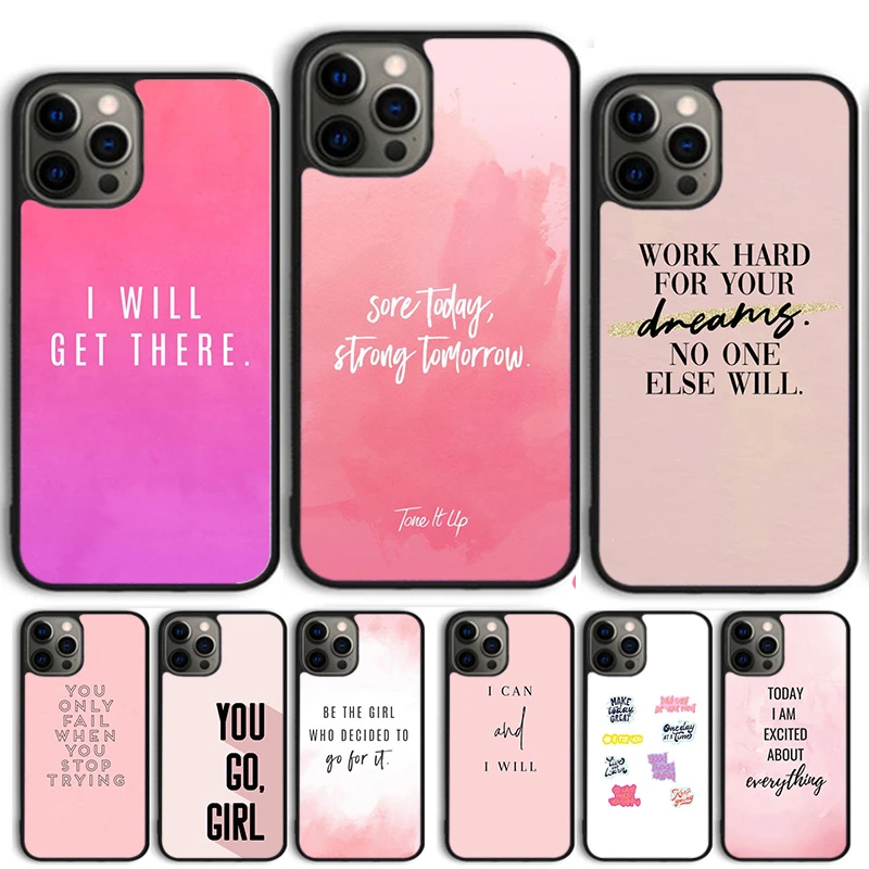Pink Workout Motivation Fitness Gym Quotes Phone Case Cover For Iphone 13 12 Pro Max Mini 11 Pro Max Xs X Xr 6s 7 8 Plus Se Phone Case Covers Aliexpress