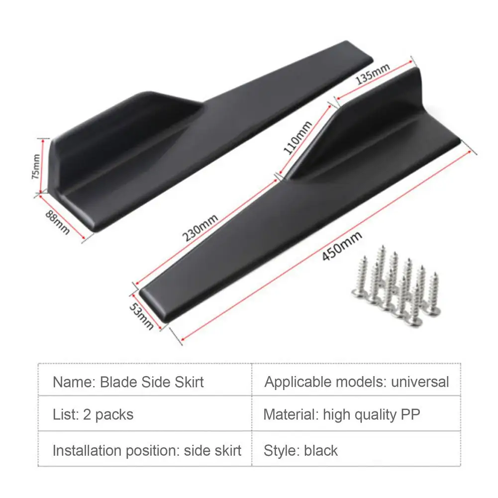 Car Bumper Spoiler 2pcs Universal Car Rear Bumper Spoiler Left/Right Rear Side Skirt Protective Panels Anti-crash Diffuser Lip Wrap Angle Protector