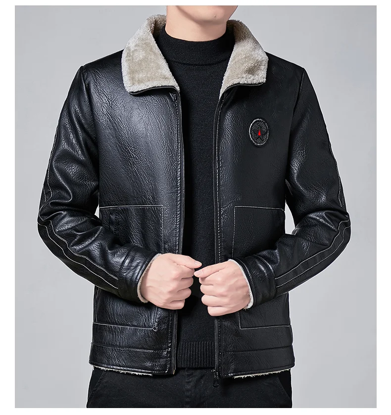 2021 Men Winter New Hot Leather Jackets Autumn and Winter Fur Coat with Fleece Warm Fur Pu Jacket Biker Warm Leather 4XL black leather jacket mens