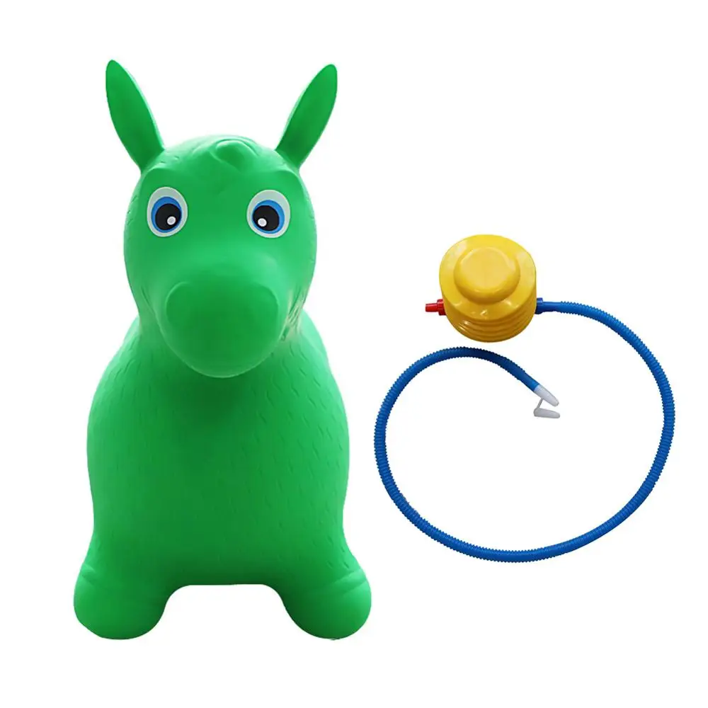 Надувной космический бункер прыжки Корова Лошадь езда на резиновой прыгающие игрушки животных с насосом - Цвет: Зеленый