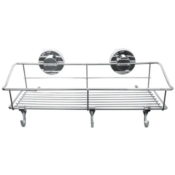 

Strong Suction Cups Storage Basket Bathroom Shower Caddies with 3 Hooks Non Punch Storage Rack Hanging Holder Storage Organizer