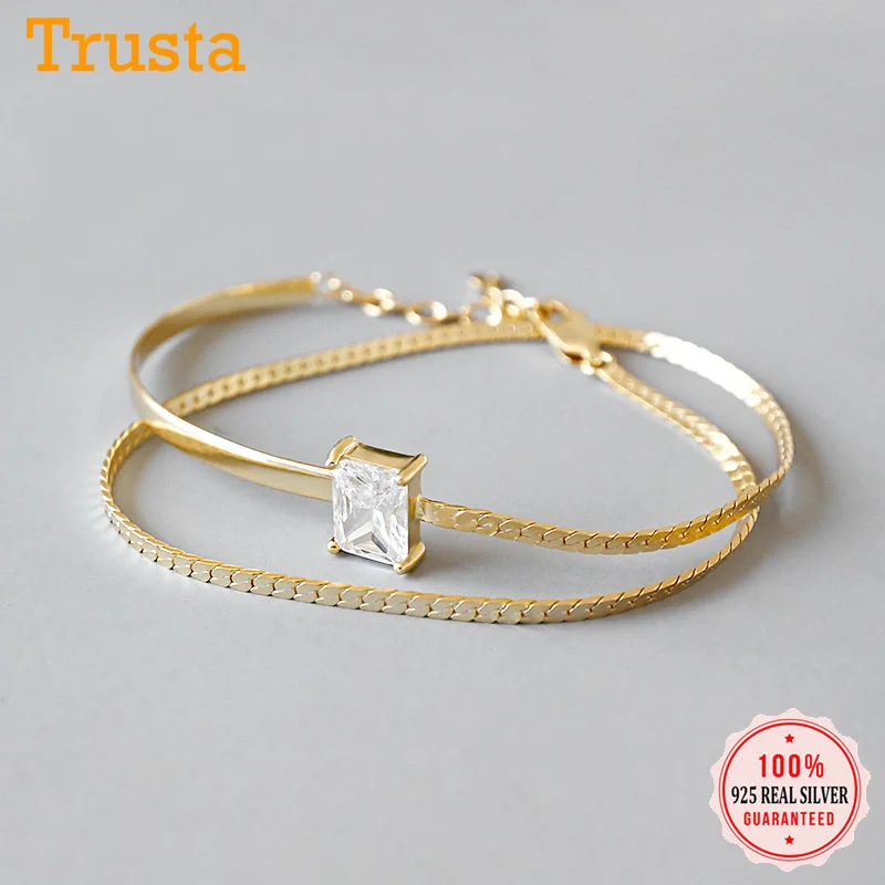 Trustdavis, модный браслет из натуральной 925 пробы, серебряный, сладкий, нерегулярный, регулируемый, браслет для женщин, свадебные украшения, подарок, DS2395
