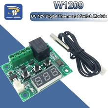 W1209 vermelho e azul dc 12 v calor frio temp termostato interruptor de controle temperatura termômetro thermo controlador + sensor ntc + caso
