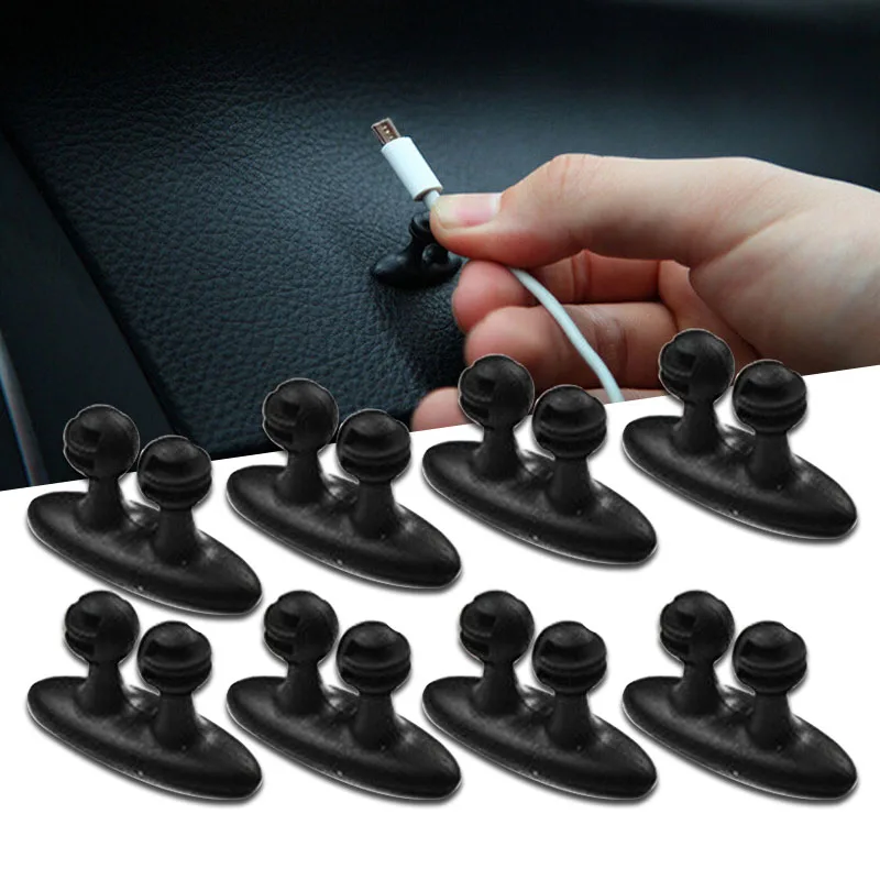 

8pcs Stick-on Dashboard Car Wire Cord Clip Cable Clamp Holder Line Fixer Organize Headphone Charge USB Cable