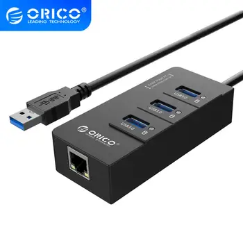 

ORICO USB 3.0 Gigabit Ethernet Adapter 3 Ports USB 3.0 HUB to RJ45 Lan Network Card 5Gbps for PC Laptop Computer Accessories