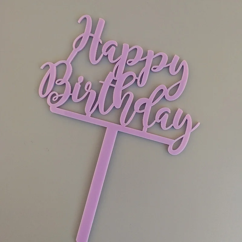 

New 1pc Acrylic Happy Birthday Cake Topper Pink "Happy Birthday" Cake Topper Supplies for Kids Birthday Party Cake Decorations