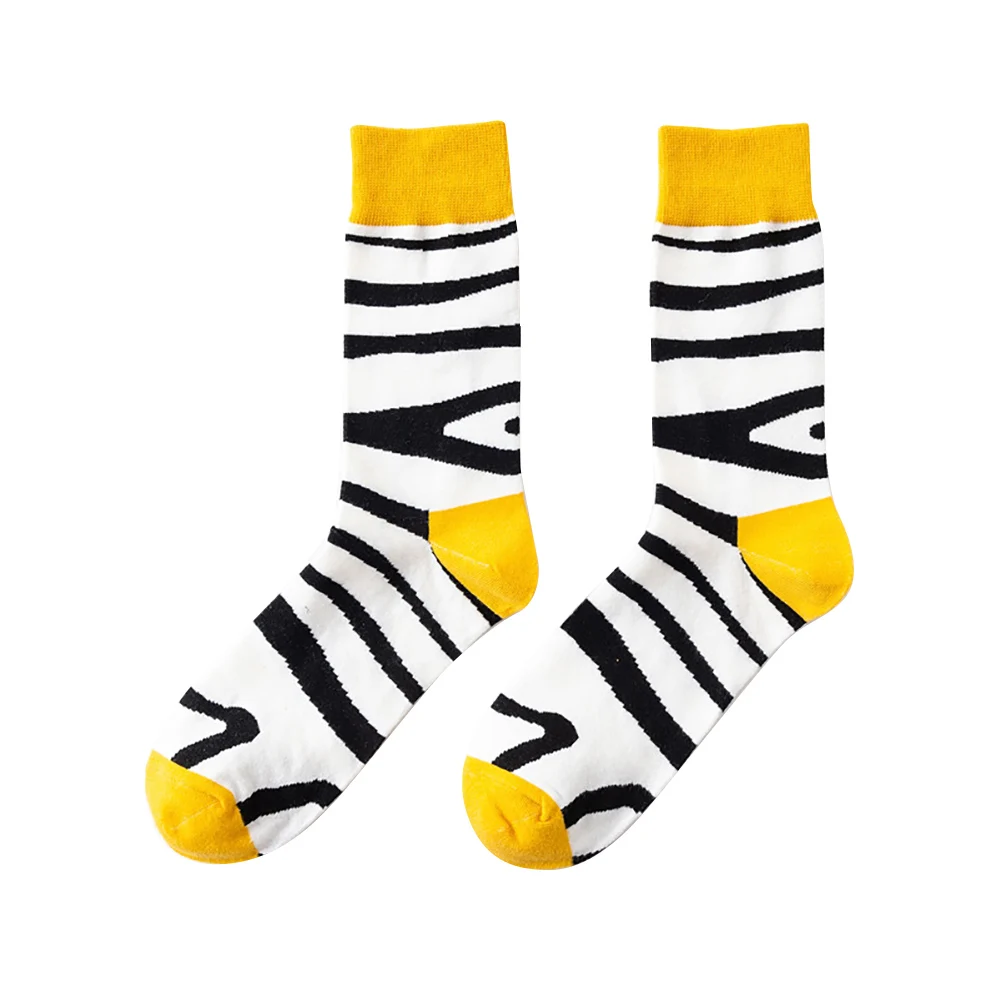 Breathable Colorful Cotton Blend Printed Elastic Men Socks Jacquard Weave Non Slip Warm Middle Tube Soft Autumn Absorb Sweat