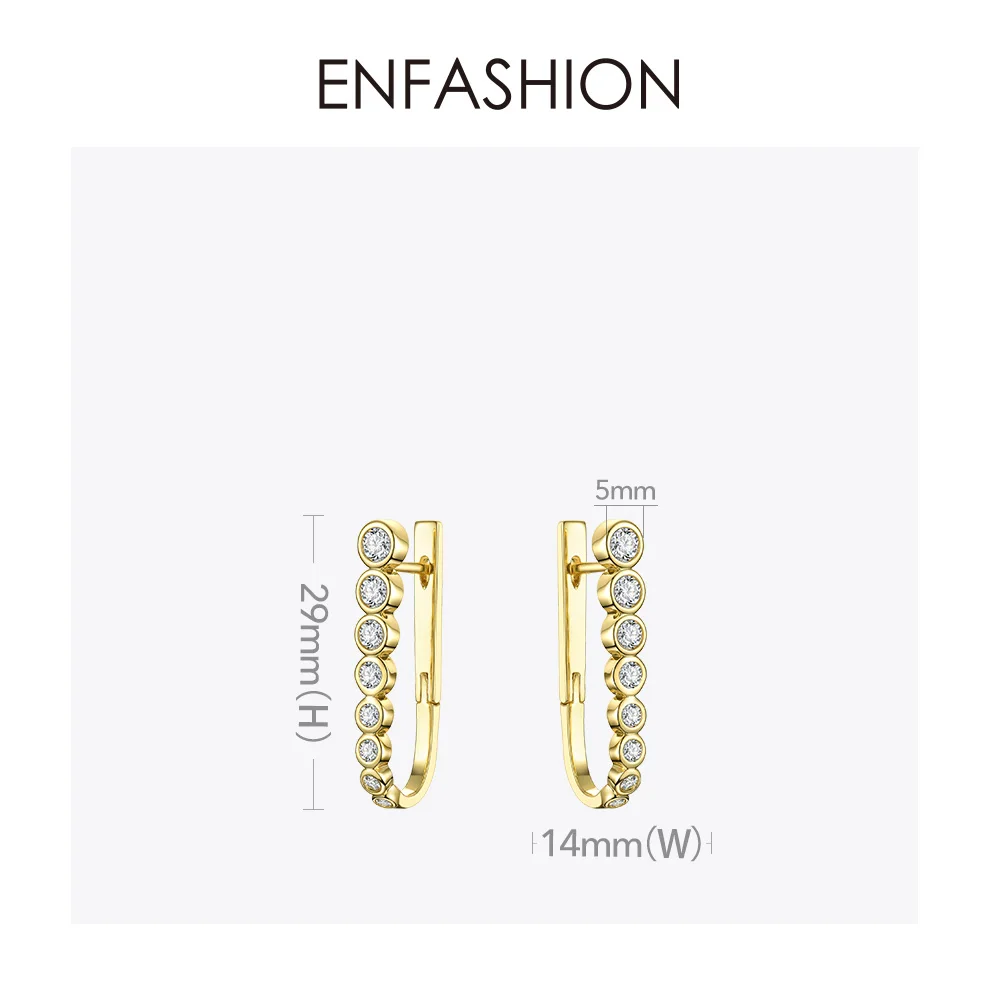 ENFASHION, Кристальные простые серьги-кольца для женщин, маленький золотого цвета, u-образные циркониевые обручи, серьги, модные ювелирные изделия Oorbellen E191100
