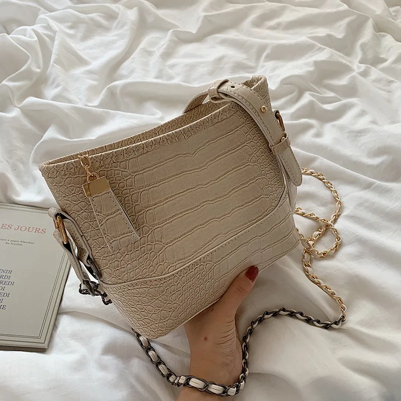 

Summer Hobo Bag Women's 2019 New Style Fashion Fashion Crocodile Pattern Rhombus Chain Bag Versatile INS Crossbody Bag