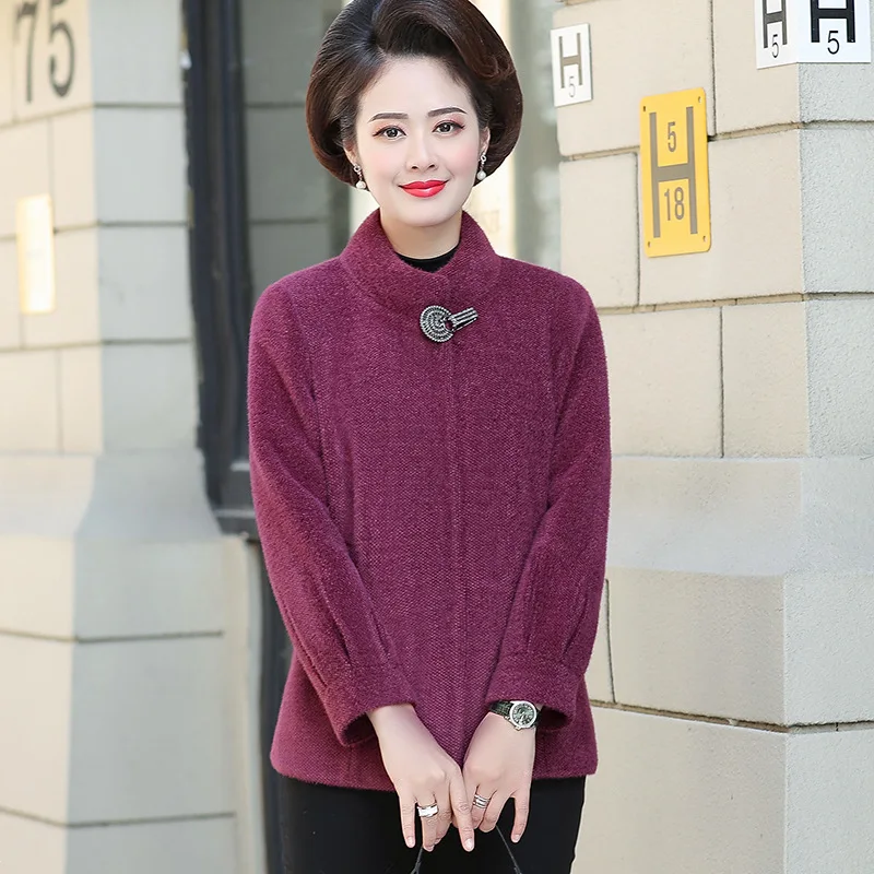 

2019 New Style Mom Thick Winter Coat Middle-aged Mink Cashmere Middle-aged Women's Autumn And Winter Woolen Coat Western Style