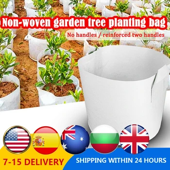 

10pcs Non Woven Grow Bag Aeration Pot Containers Plant Bag 23 Size Root Container White Round Fabric Pots