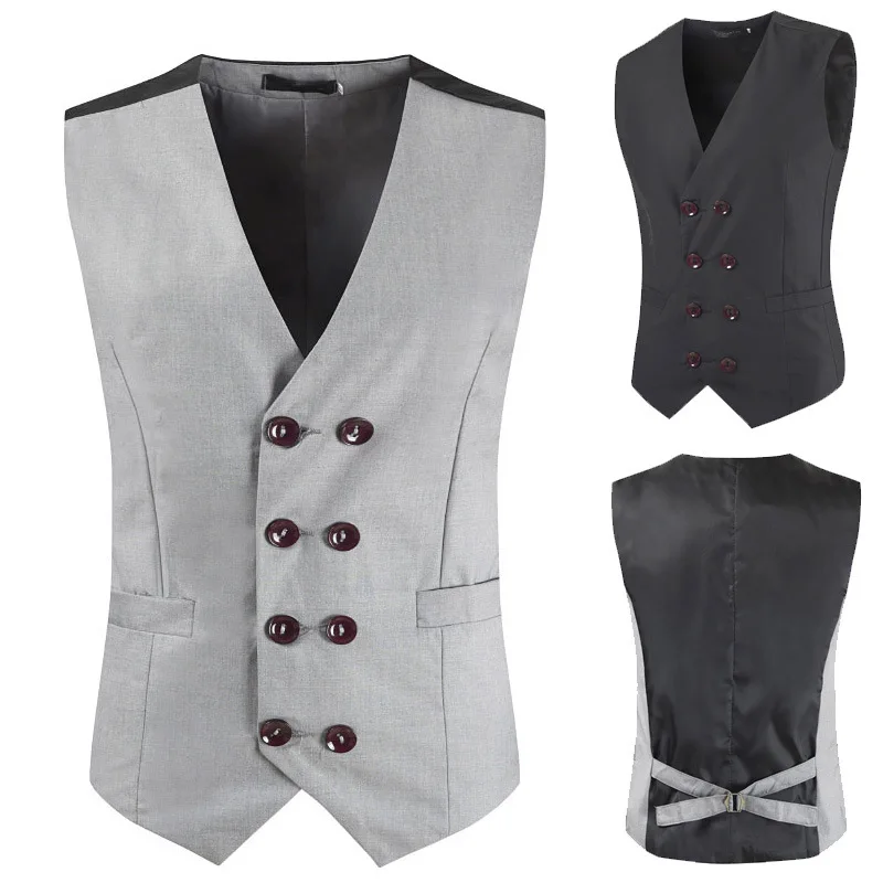 Summer New Style Fashion Waistcoat Slim Fit Men Cool Versatile Double Breasted Waistcoat