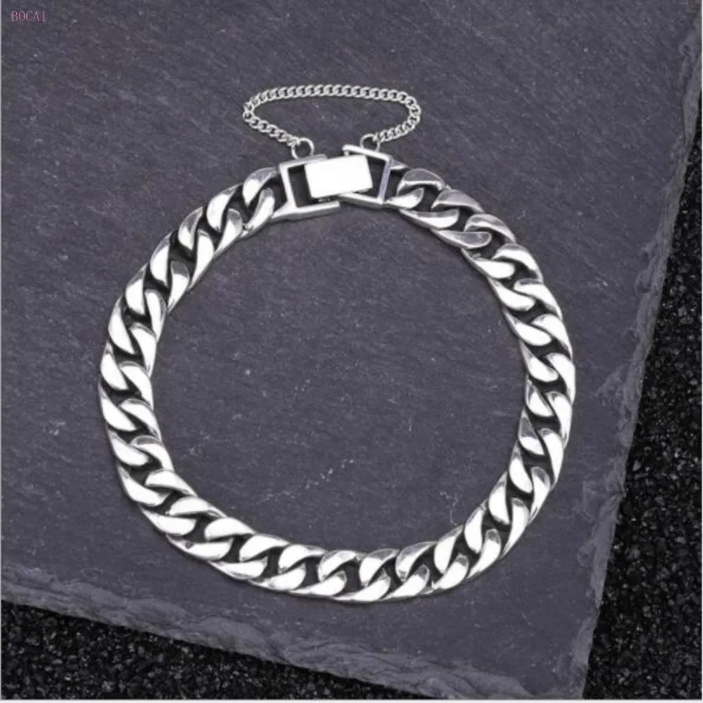 Мужской браслет из стерлингового серебра S925, простой Орна для мужчин, тайское серебро, Ретро стиль, серебряный браслет для мужчин