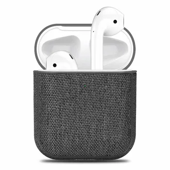

Canvas Cloth Texture Earphone Case For Apple AirPods 1 2 Bluetooth Wireless Headset Charging Box Shockproof Cover Bag With Hook