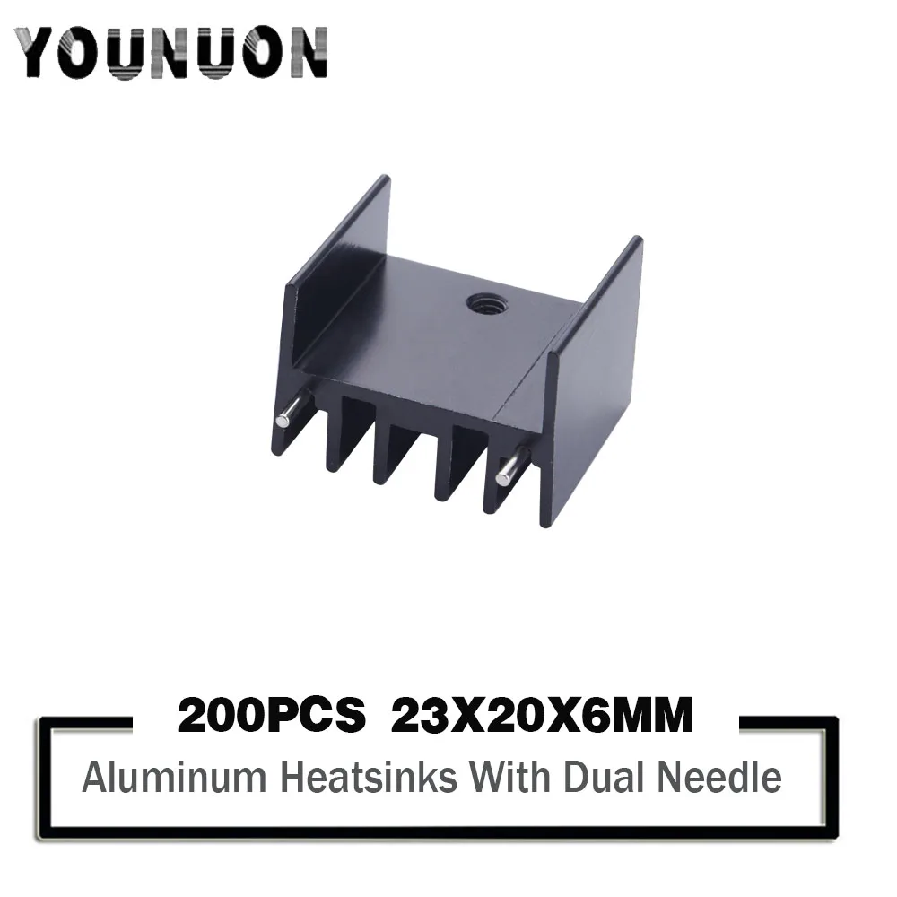 

200PCS 23*20*16MM Aluminum Heatsink Radiator 20*23*16mm Transistor TO-220 For Transistors TO220 TO-3P Black with 2 Needdles