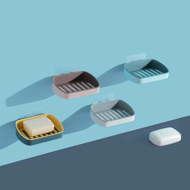 

Original Decoration for Home Soap Holder Wall-mounted Creative Seamless Adsorption Soap Box Double Drain Bathroom Toilet Rack