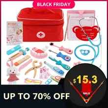 Игрушки для детей Девочки Мальчик Дети ролевые игры Дерево доктор игрушки красный медицинский набор стоматолога аптечка наборы тканевая сумка упаковочные игры