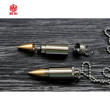 

1PC Waterproof Health Metal Pill Medicine Bottle Titanium Alloy Brass Bullet Necklace Pendants Keychain Pendant EDC Outdoor Too