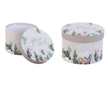 

Bosphorus Storage Box, Italian Design, Cactus Pattern, Round Cover Model Middle