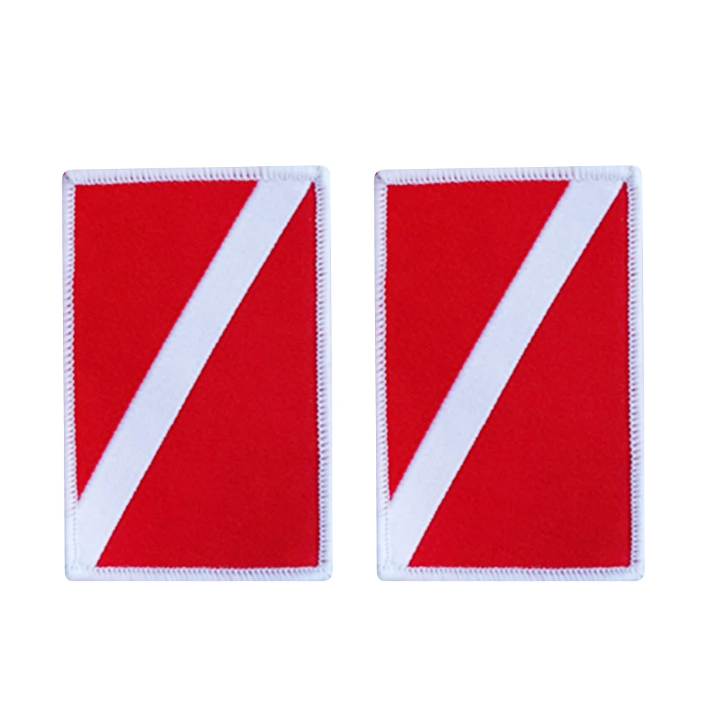 2Pcs Scuba Diver Down Dive Flag Embroidered Sew On Badge Patches Accessories